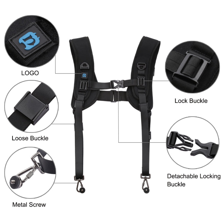 PULUZ Quick Release Double Shoulder Harness Soft Pad Decompression Foam Strap Belt for DSLR Digital Cameras by PULUZ
