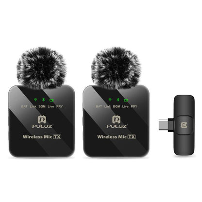 PULUZ Wireless Lavalier Microphone for Type-C Phone, Type-C Receiver and Dual Microphones (Black) by PULUZ