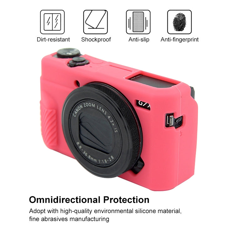 PULUZ Soft Silicone Protective Case for Canon EOS G7 X Mark II(Rose Red) by PULUZ