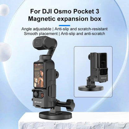 For DJI OSMO Pocket 3 PULUZ Protective Frame Magnetic Desktop Mount Angle Adjustable Base (Black) by PULUZ