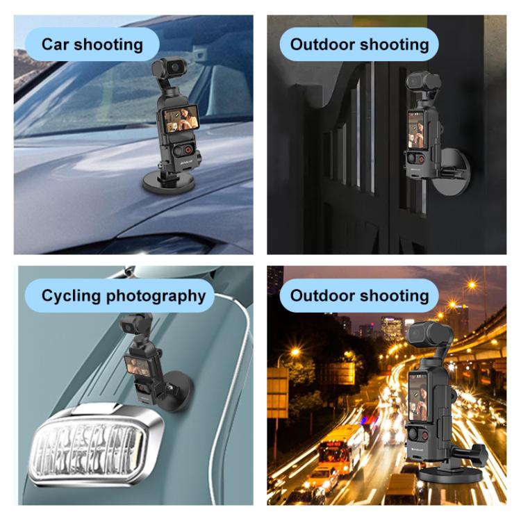 For DJI OSMO Pocket 3 PULUZ Protective Frame Magnetic Desktop Mount Angle Adjustable Base (Black) by PULUZ