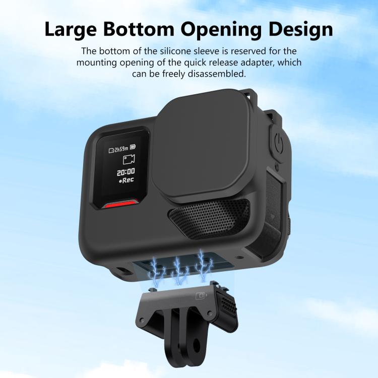 For Insta360 Ace Pro 2 PULUZ Body Silicone Protective Case with Lens Cap & Strap (Black) by PULUZ