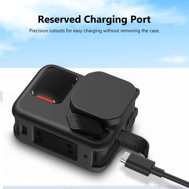 For Insta360 Ace Pro 2 PULUZ Body Silicone Protective Case with Lens Cap & Strap (Black) by PULUZ