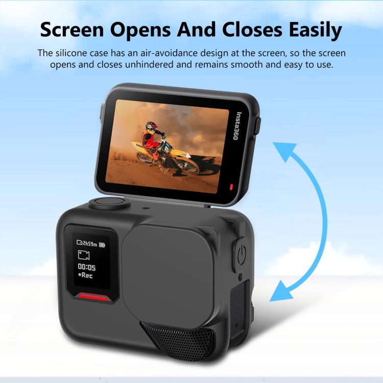 For Insta360 Ace Pro 2 PULUZ Body Silicone Protective Case with Lens Cap & Strap (Black) by PULUZ