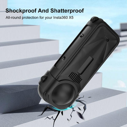 For Insta360 X5 PULUZ Silicone Protective Case with Lens Cover (Black) by PULUZ