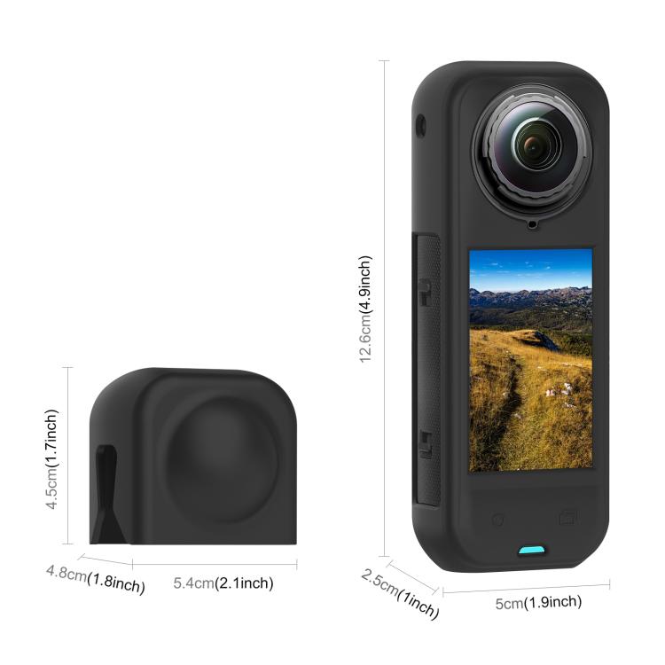For Insta360 X5 PULUZ Silicone Protective Case with Lens Cover (Black) by PULUZ
