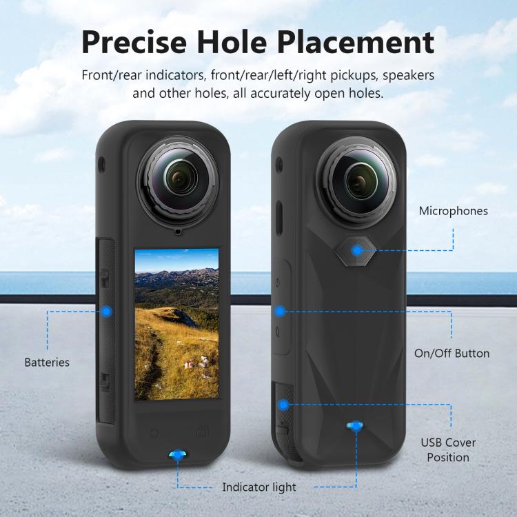 For Insta360 X5 PULUZ Silicone Protective Case with Lens Cover (Black) by PULUZ