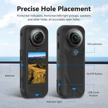 For Insta360 X5 PULUZ Silicone Protective Case with Lens Cover (Black) by PULUZ