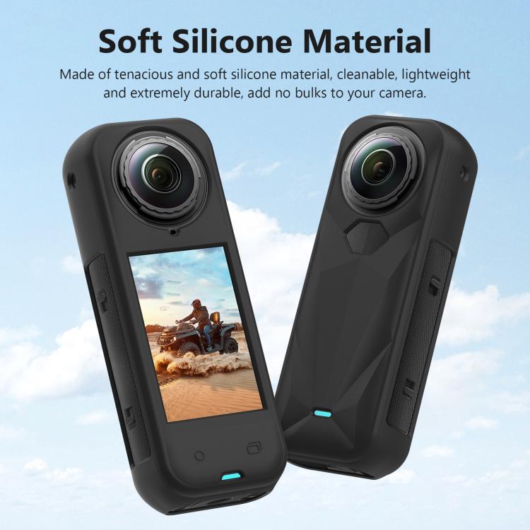 For Insta360 X5 PULUZ Silicone Protective Case with Lens Cover (Black) by PULUZ