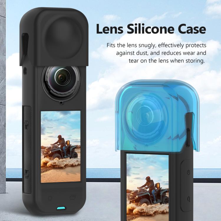 For Insta360 X5 PULUZ Silicone Protective Case with Lens Cover (Black) by PULUZ