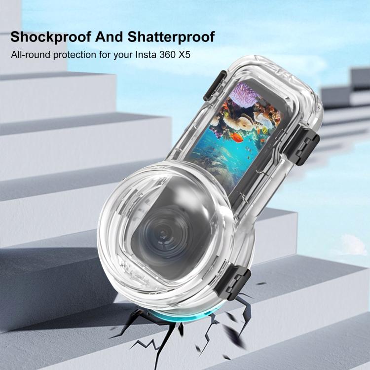 For Insta360 X5 PULUZ Quick Release 60m Waterproof Sealed Diving Case (Transparent) by PULUZ