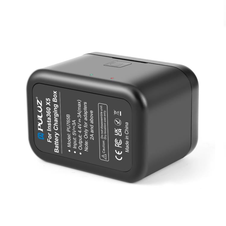 For Insta360 X5 PULUZ Dual-Batteries Charging Box Battery & Memory Card Storage Case (Black) by PULUZ