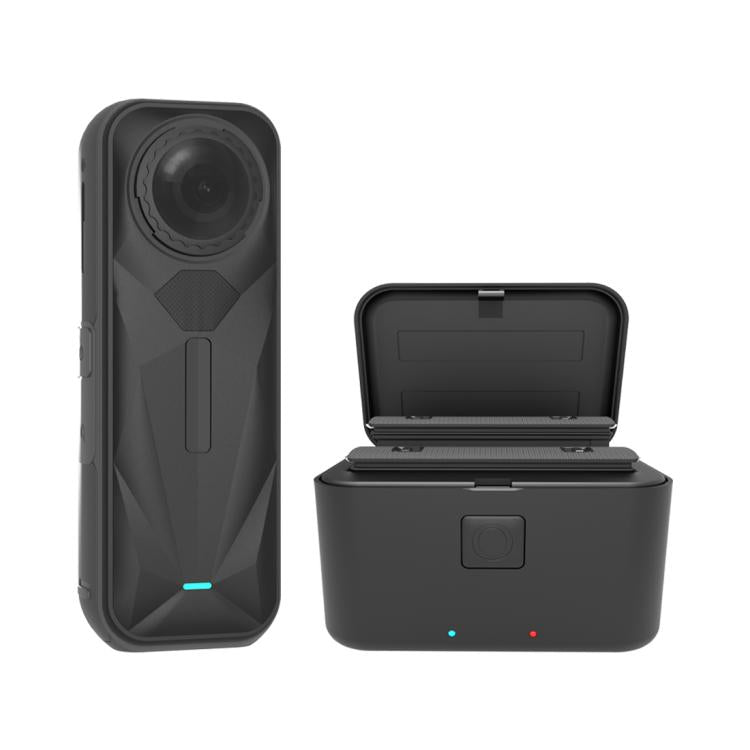 For Insta360 X5 PULUZ Dual-Batteries Charging Box Battery & Memory Card Storage Case (Black) by PULUZ