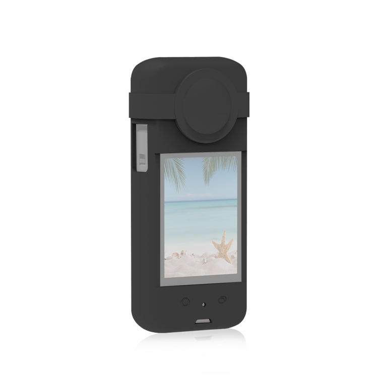 For Insta360 X3 PULUZ Silicone Protective Case with Lens Cover(Black) by PULUZ