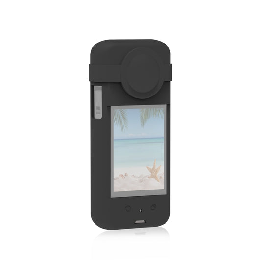 For Insta360 X3 PULUZ Silicone Protective Case with Lens Cover(Black) by PULUZ