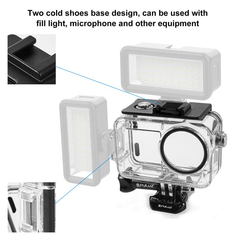 For DJI Osmo Action 5 Pro / 3 / 4 PULUZ 60m Underwater Waterproof Housing Diving Case with Cold Shoe & Buckle Basic Mount & Screw by PULUZ