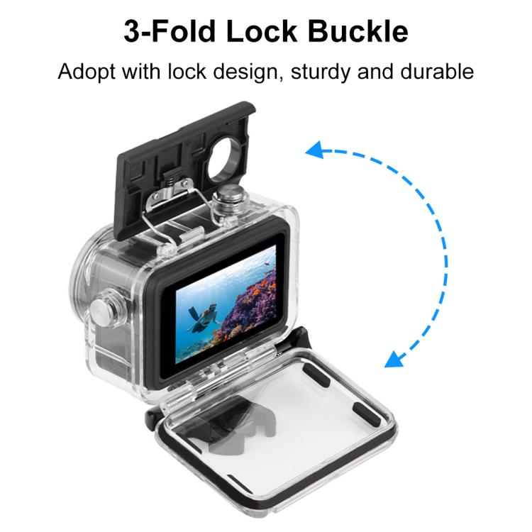 For DJI Osmo Action 5 Pro / 3 / 4 PULUZ 60m Underwater Waterproof Housing Diving Case with Cold Shoe & Buckle Basic Mount & Screw by PULUZ