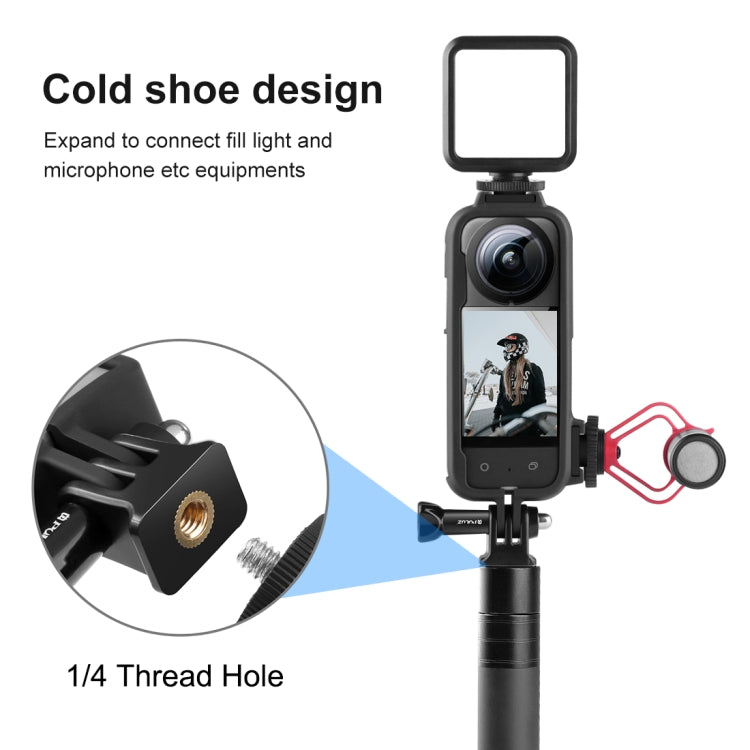 For Insta360 X3 PULUZ Cold Shoe PC Plastic Protective Frame with Adapter Mount & Screw(Black) by PULUZ