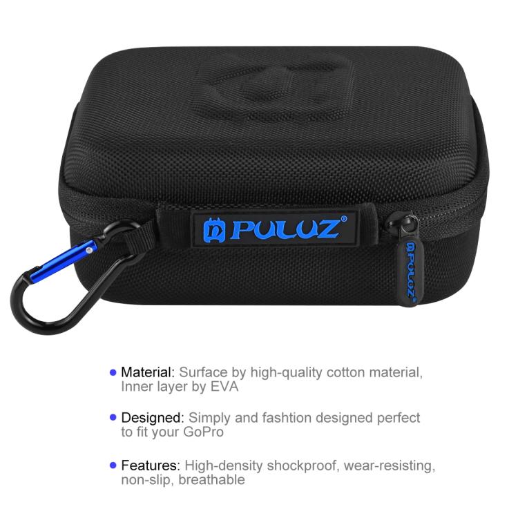 PULUZ Waterproof Carrying and Travel Case for GoPro, DJI Osmo Action and other Sport Cameras Accessories, Small Size: 16cm x 12cm x 7cm(Black) by PULUZ