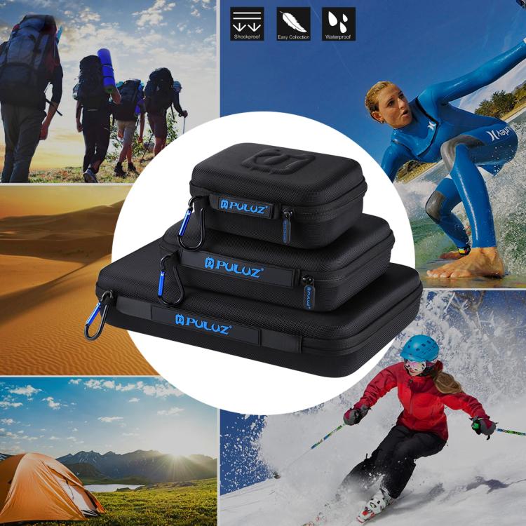 PULUZ Waterproof Carrying and Travel Case for GoPro, DJI Osmo Action and other Sport Cameras Accessories, Small Size: 16cm x 12cm x 7cm(Black) by PULUZ