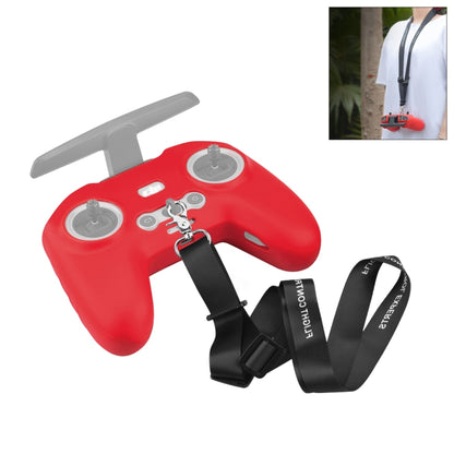 For DJI FPV Combo Remote Control PULUZ Silicone Protective Case with Neck Strap(Red) by PULUZ