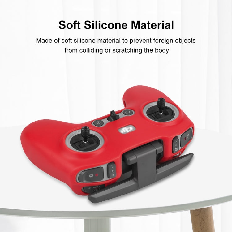 For DJI FPV Combo Remote Control PULUZ Silicone Protective Case with Neck Strap(Red) by PULUZ