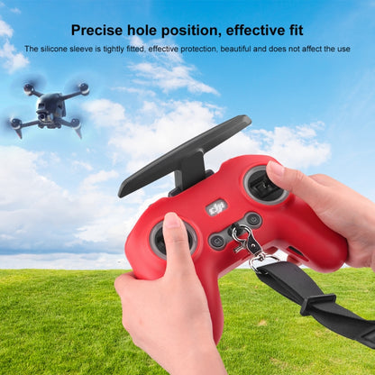 For DJI FPV Combo Remote Control PULUZ Silicone Protective Case with Neck Strap(Red) by PULUZ