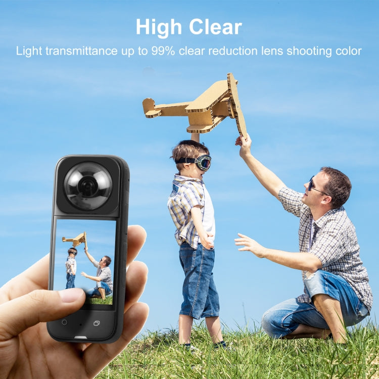 For Insta360 X3 PULUZ Lens Guard Optical Glass Protective Cover (Black) by PULUZ