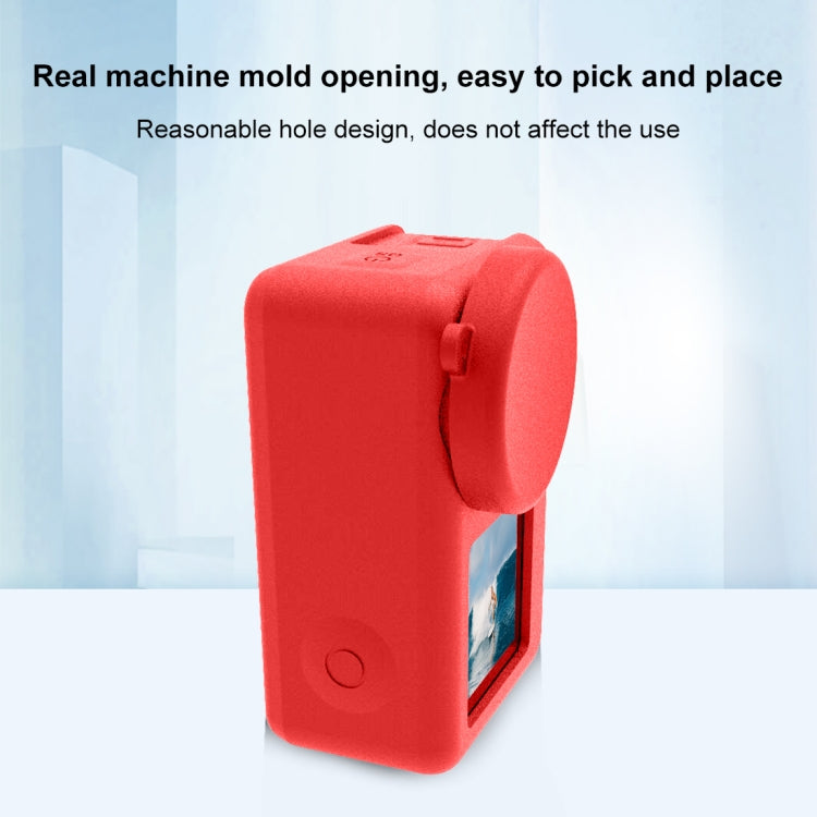 For DJI Osmo Action 5 Pro / 4 / 3 PULUZ Silicone Protective Case with Lens Cap (Red) by PULUZ