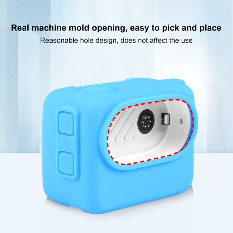 For Insta360 GO 3 PULUZ Camera Charging Case Silicone Case with Lens Cap & Strap (Blue) by PULUZ