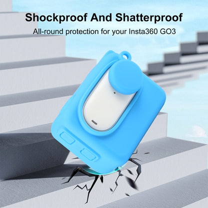 For Insta360 GO 3 PULUZ Camera Charging Case Silicone Case with Lens Cap & Strap (Blue) by PULUZ