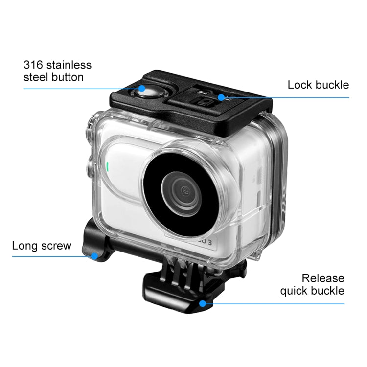 For Insta360 GO 3 / GO 3S PULUZ 60m Underwater Waterproof Housing Case with Base Adapter & Screw (Transparent) by PULUZ