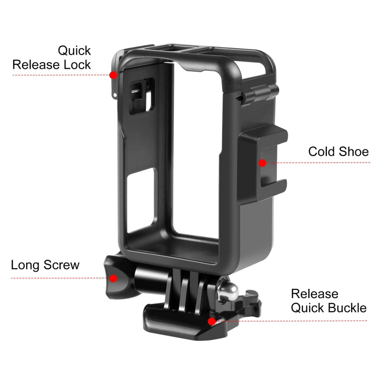 For DJI Osmo Action 5 Pro / 4 / 3 PULUZ Vertical Plastic Protective Frame Cage with Cold Shoes (Black) by PULUZ