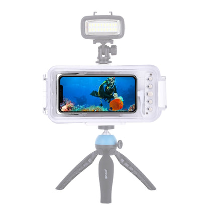 PULUZ 45m/147ft Waterproof Diving Case Photo Video Taking Underwater Housing Cover for iPhone 14 Series, iPhone 13 Series, iPhone 12 Series, iPhone 11 Series, iPhone X Series, iPhone 8 & 7, iPhone 6s, iOS 13.0 or Above Version iPhone(White) by PULUZ