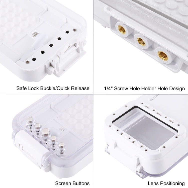 PULUZ 45m/147ft Waterproof Diving Case Photo Video Taking Underwater Housing Cover for iPhone 14 Series, iPhone 13 Series, iPhone 12 Series, iPhone 11 Series, iPhone X Series, iPhone 8 & 7, iPhone 6s, iOS 13.0 or Above Version iPhone(White) by PULUZ