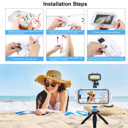 PULUZ 40m/130ft Waterproof Diving Case for iPhone 15 Pro Max / 15 Plus / 14 Plus / 14 Pro Max / 13 Pro Max / 12 Pro Max / 11 Pro Max, with One-way Valve Photo Video Taking Underwater Housing Cover(White) by PULUZ