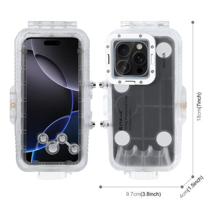 For iPhone 16 Pro PULUZ 40m/130ft Waterproof Diving Case Photo Video Taking Underwater Housing Cover (Transparent) by PULUZ