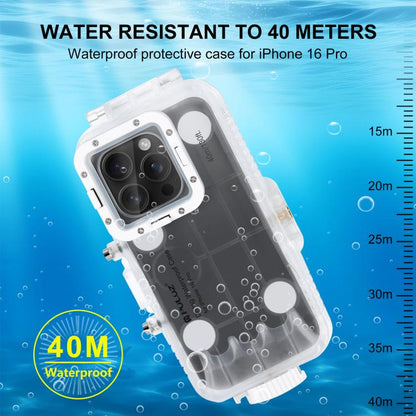 For iPhone 16 Pro PULUZ 40m/130ft Waterproof Diving Case Photo Video Taking Underwater Housing Cover (Transparent) by PULUZ