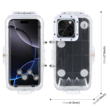 For iPhone 16 Pro Max PULUZ 40m/130ft Waterproof Diving Case Photo Video Taking Underwater Housing Cover (Transparent) by PULUZ