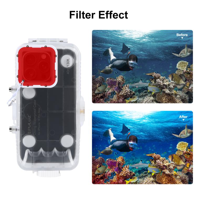 For iPhone 16 Pro Max PULUZ 40m/130ft Waterproof Diving Case Photo Video Taking Underwater Housing Cover (Transparent) by PULUZ