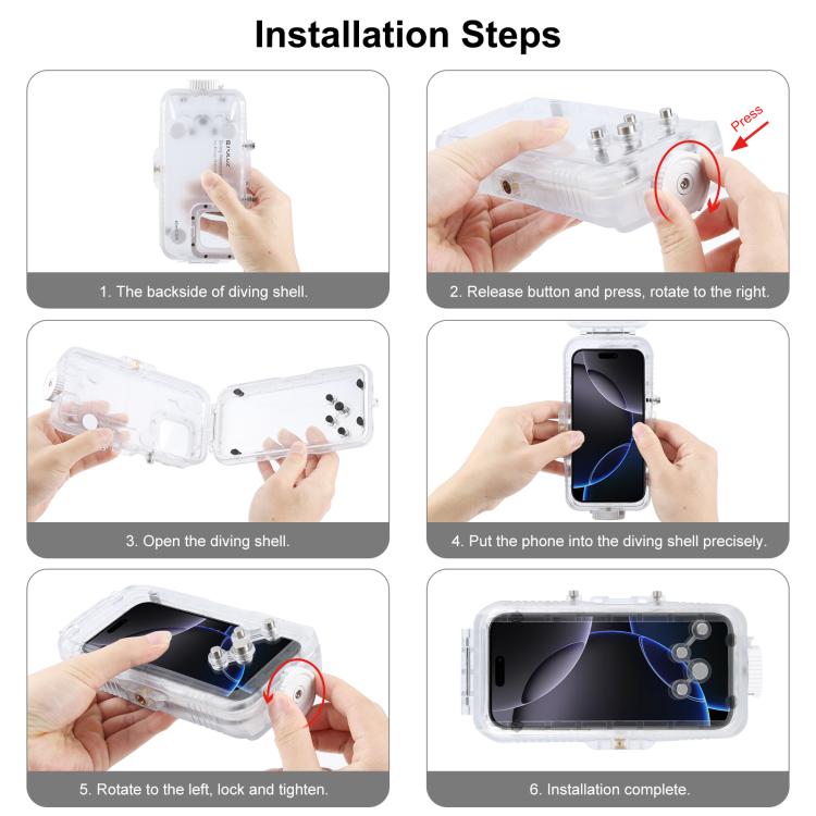 For iPhone 16 Pro Max PULUZ 40m/130ft Waterproof Diving Case Photo Video Taking Underwater Housing Cover (Transparent) by PULUZ