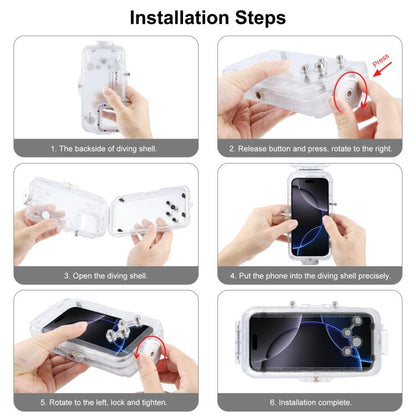 For iPhone 16 Pro Max PULUZ 40m/130ft Waterproof Diving Case Photo Video Taking Underwater Housing Cover (Transparent) by PULUZ