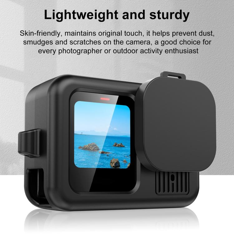 For GoPro HERO13 Black PULUZ Silicone Protective Case Cover with Wrist Strap & Lens Cover (Black) by PULUZ