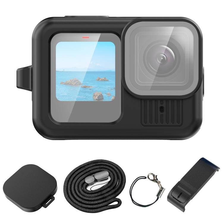 For GoPro HERO13 Black PULUZ Silicone Protective Case Side Interface Cover with Wrist Strap & Lens Cover (Black) by PULUZ
