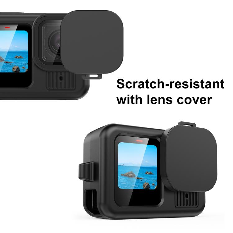 For GoPro HERO13 Black PULUZ Silicone Protective Case Side Interface Cover with Wrist Strap & Lens Cover (Black) by PULUZ