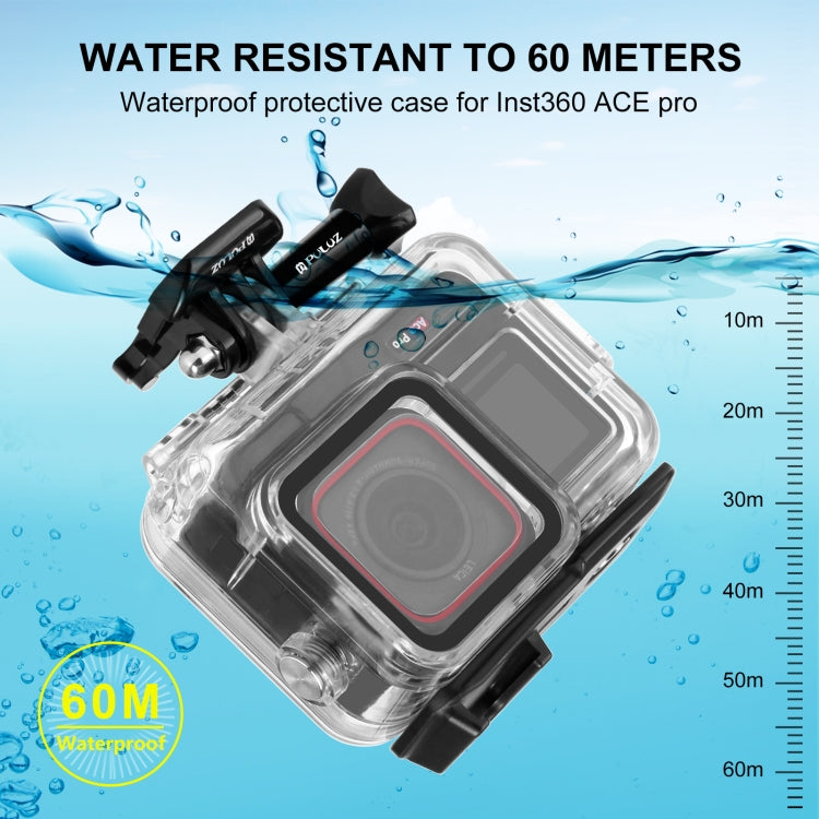 For Insta360 Ace Pro / Pro 2 PULUZ 60m Underwater Waterproof Housing Case with Base Adapter & Screw (Transparent) by PULUZ