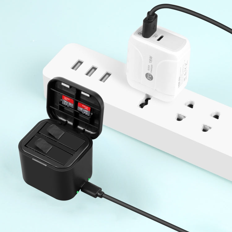 For Insta360 Ace Pro 2 / Pro 1 / Ace PULUZ Battery Charging Box Battery & Memory Card Storage Case (Black) by PULUZ