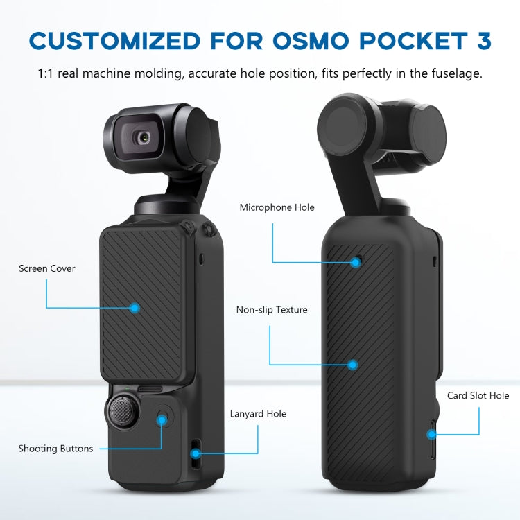 For DJI OSMO Pocket 3 PULUZ 2 in 1 Silicone Cover Case Set with Strap (Black) by PULUZ