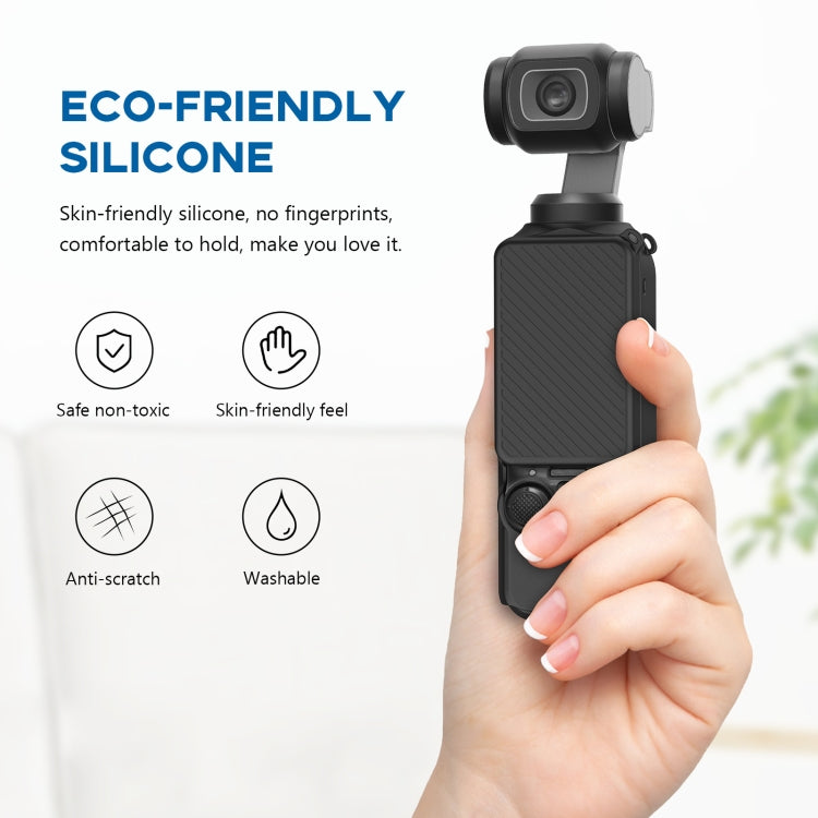For DJI OSMO Pocket 3 PULUZ 2 in 1 Silicone Cover Case Set with Strap (Black) by PULUZ