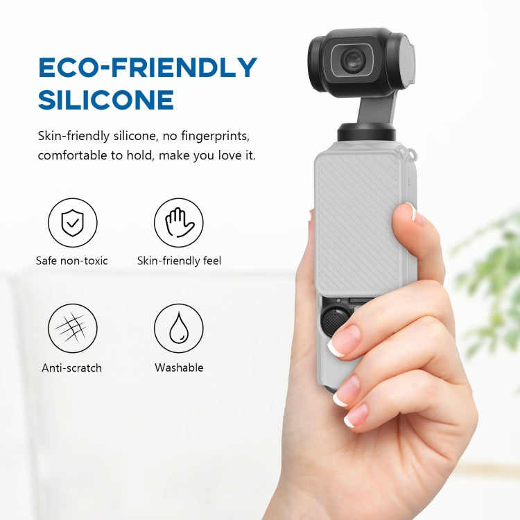 For DJI OSMO Pocket 3 PULUZ 2 in 1 Silicone Cover Case Set with Strap (Grey) by PULUZ